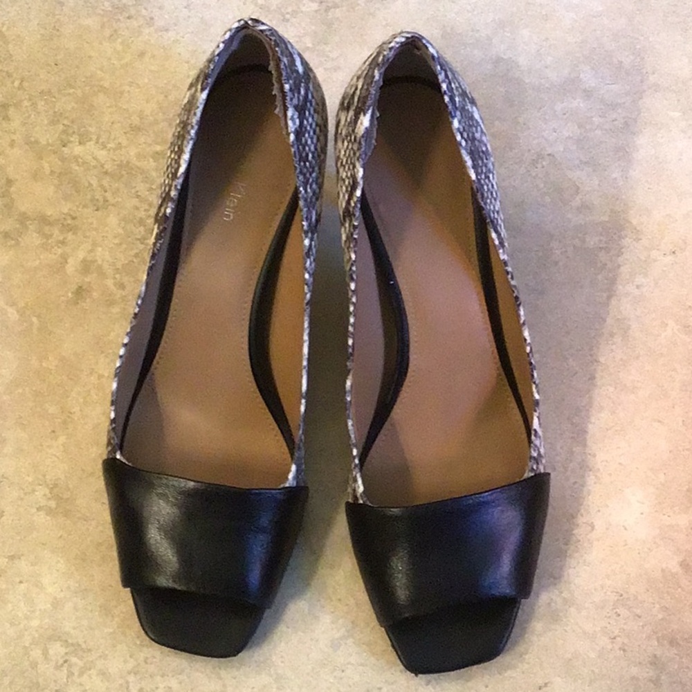 Calvin Klein shoes size 9.  Peep toe.  Cream  and black